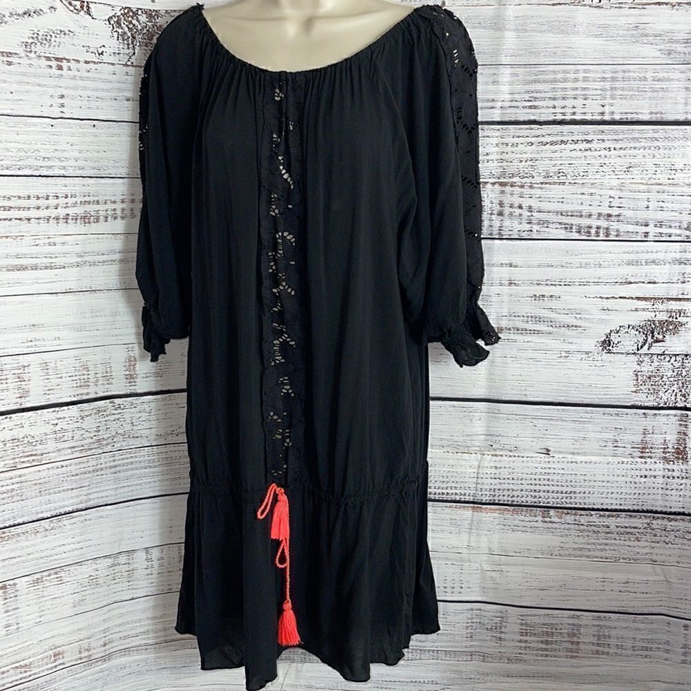 Victoria’s secret Dress Womens Small cold shoulder lace cover up drawstring Boho